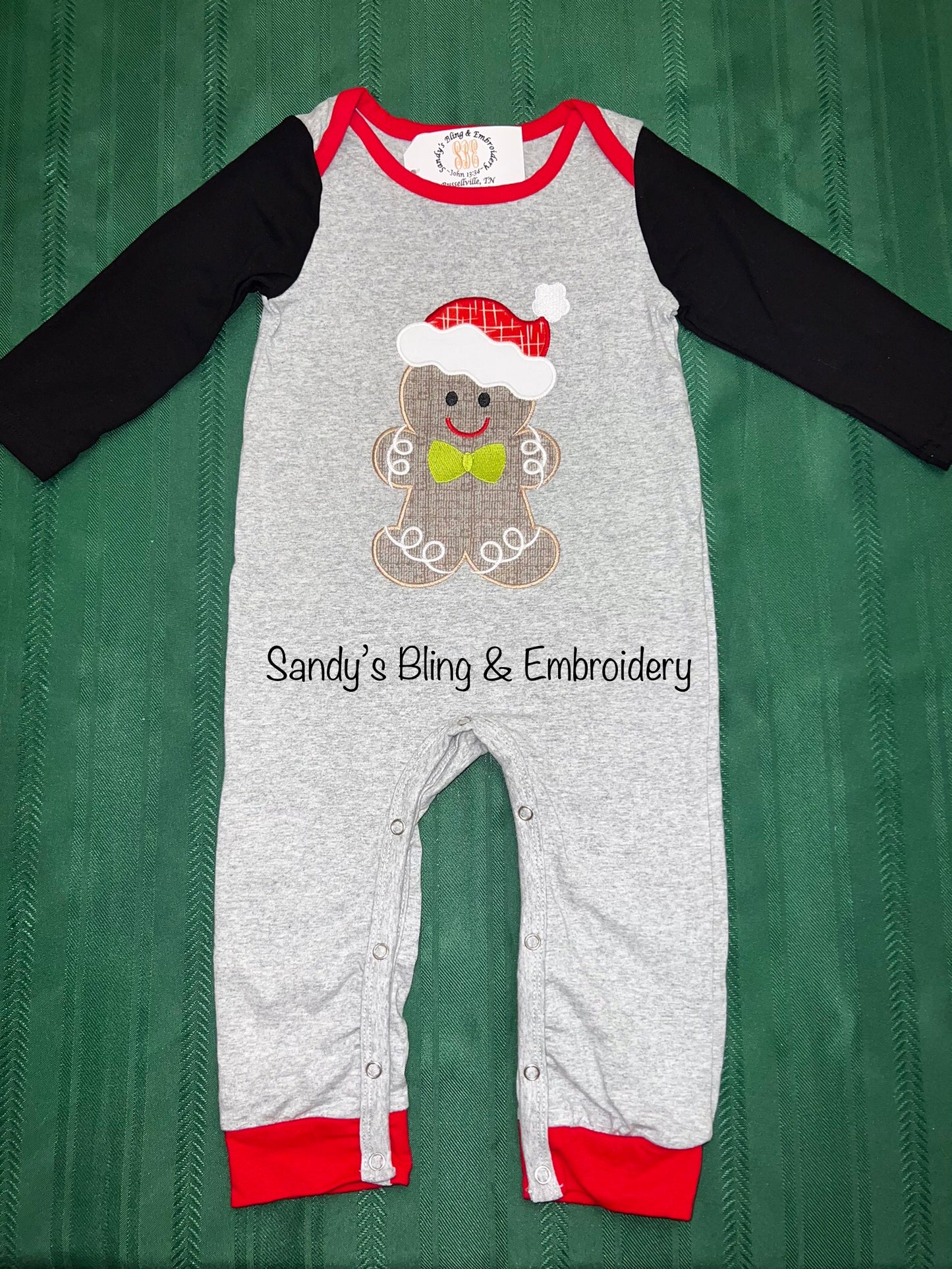 Baby Appliquéd Gingerbread Man Romper