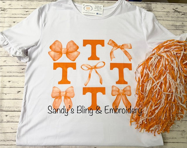 Ladies Ruffled Short Sleeved Tennessee Vols Shirt