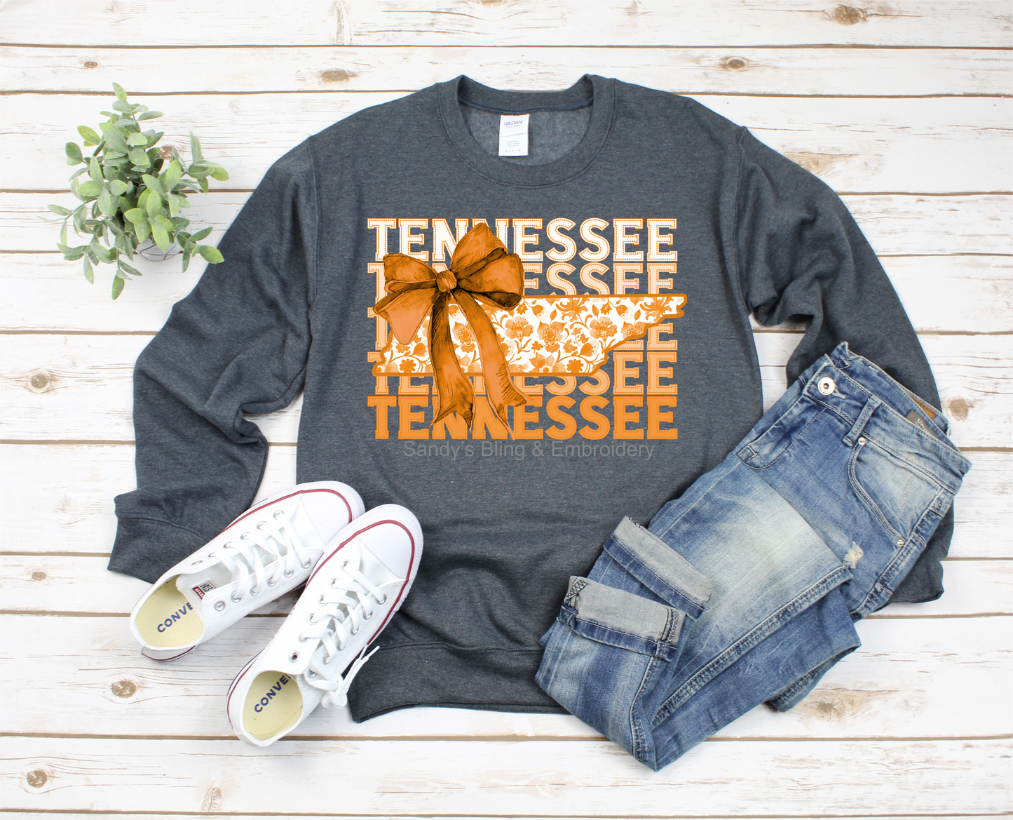 Tennessee State Floral Design with Orange Bow Adult Size