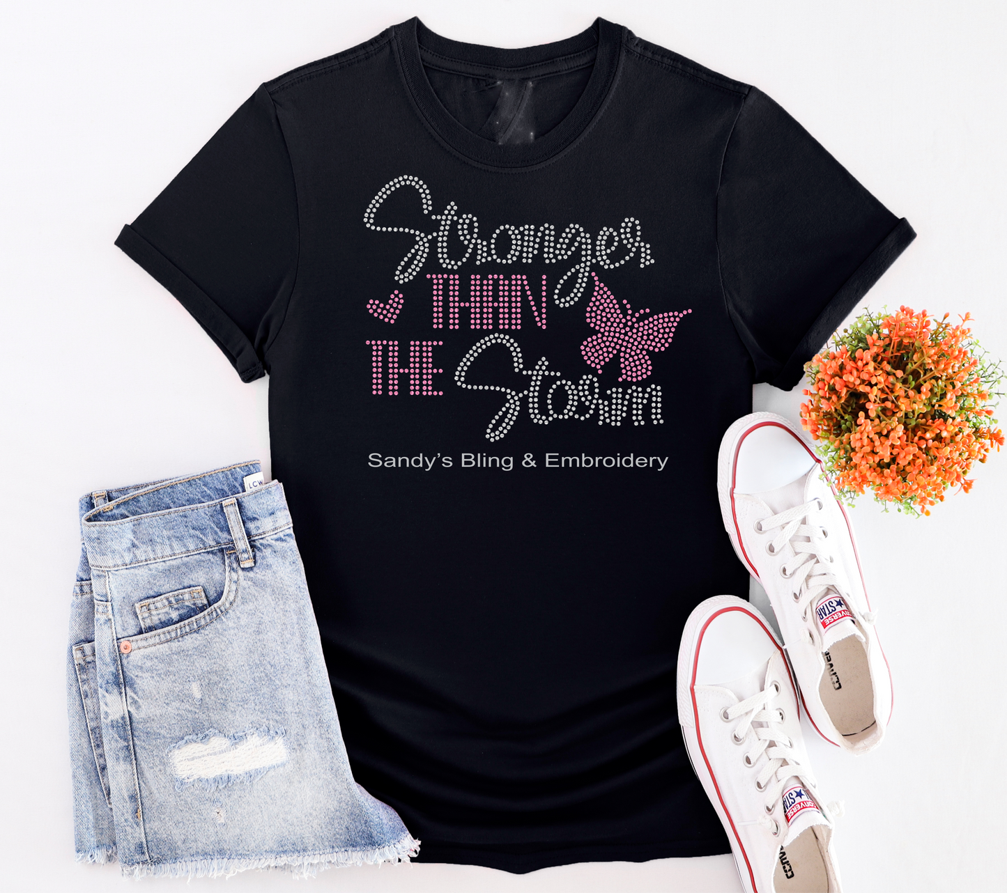 Stronger Than The Storm Rhinestone Shirt - Adult