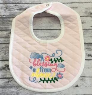 A Blessing from Above Embroidered Baby Bib - Sandy's Bling & Embroidery