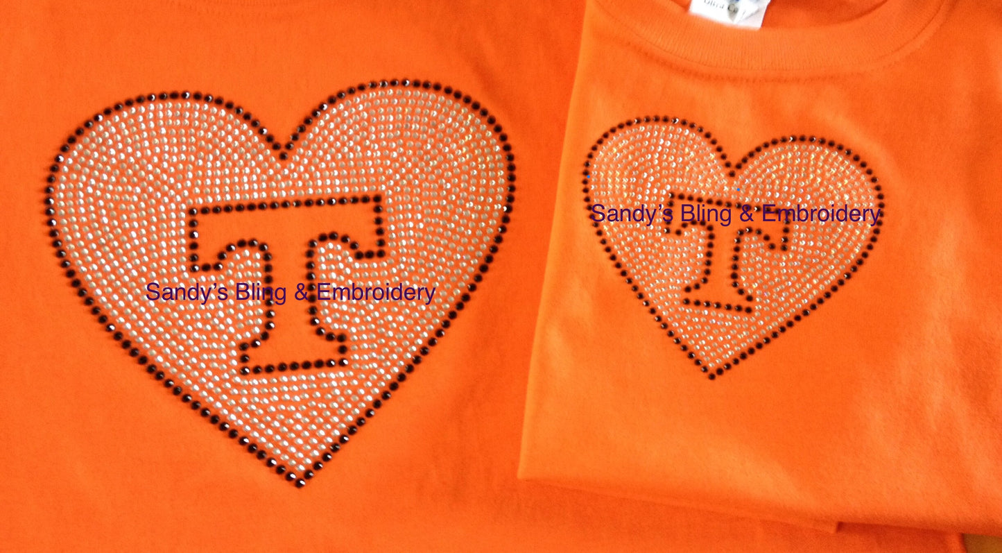 Thankful Heart Rhinestone SHORT Sleeved T-shirt - Sandy's Bling & Embroidery
