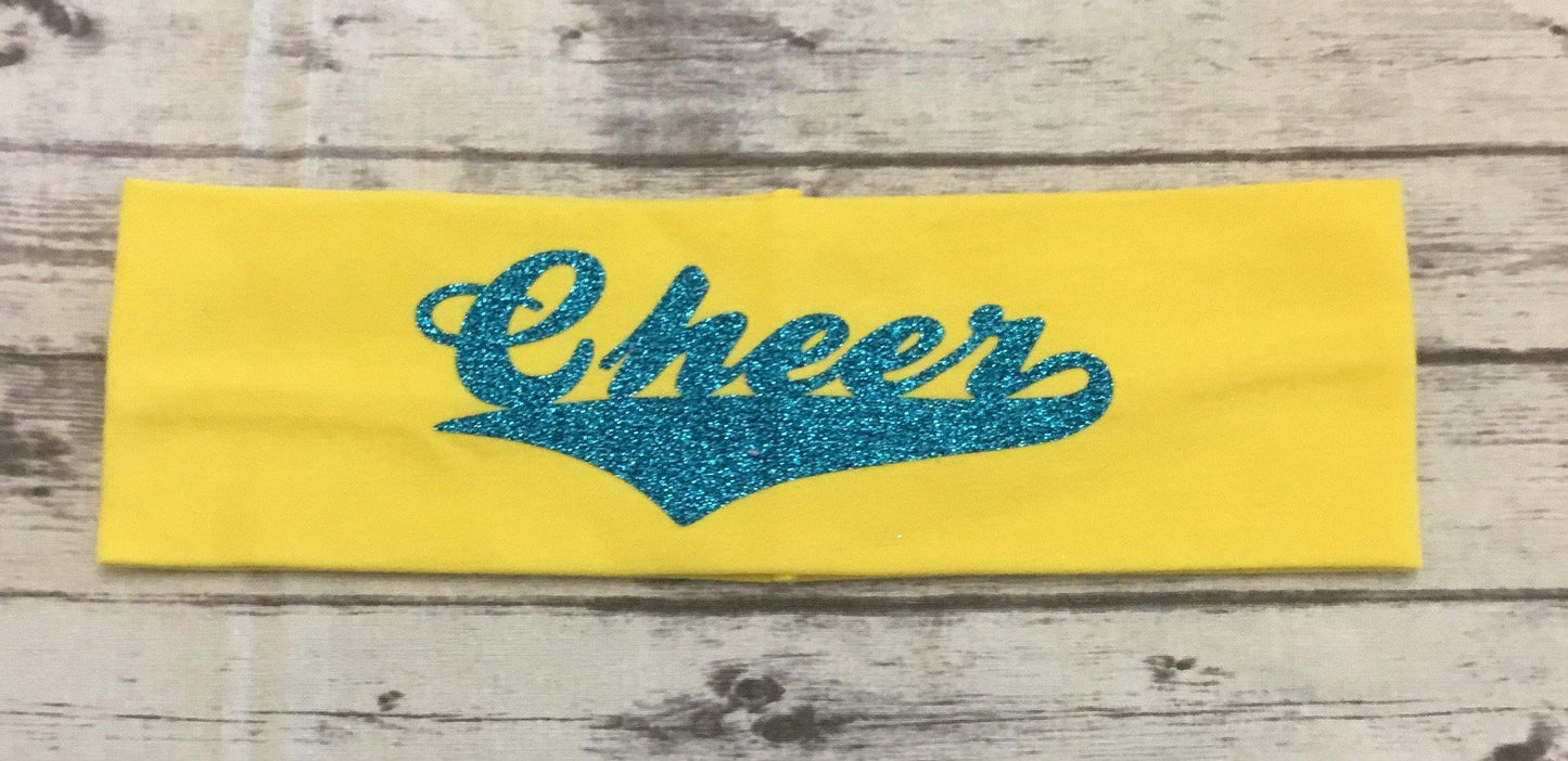 Cheer Headband with Aqua Glitter Vinyl - Sandy's Bling & Embroidery