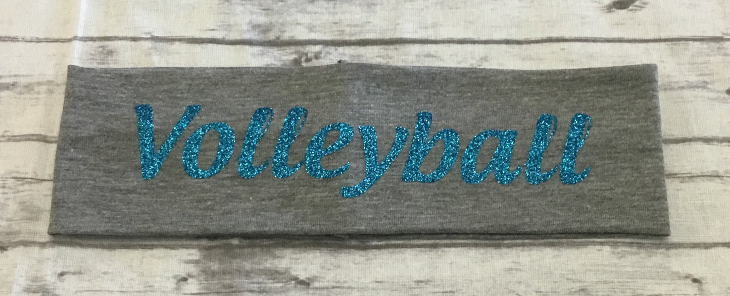 Volleyball Headband with Aqua Glitter Vinyl - Sandy's Bling & Embroidery
