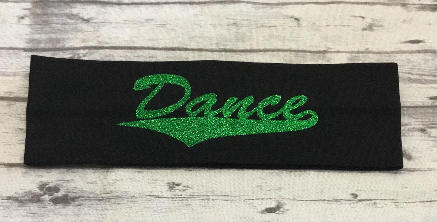 Dance Headband with Green Grass Glitter Vinyl - Sandy's Bling & Embroidery