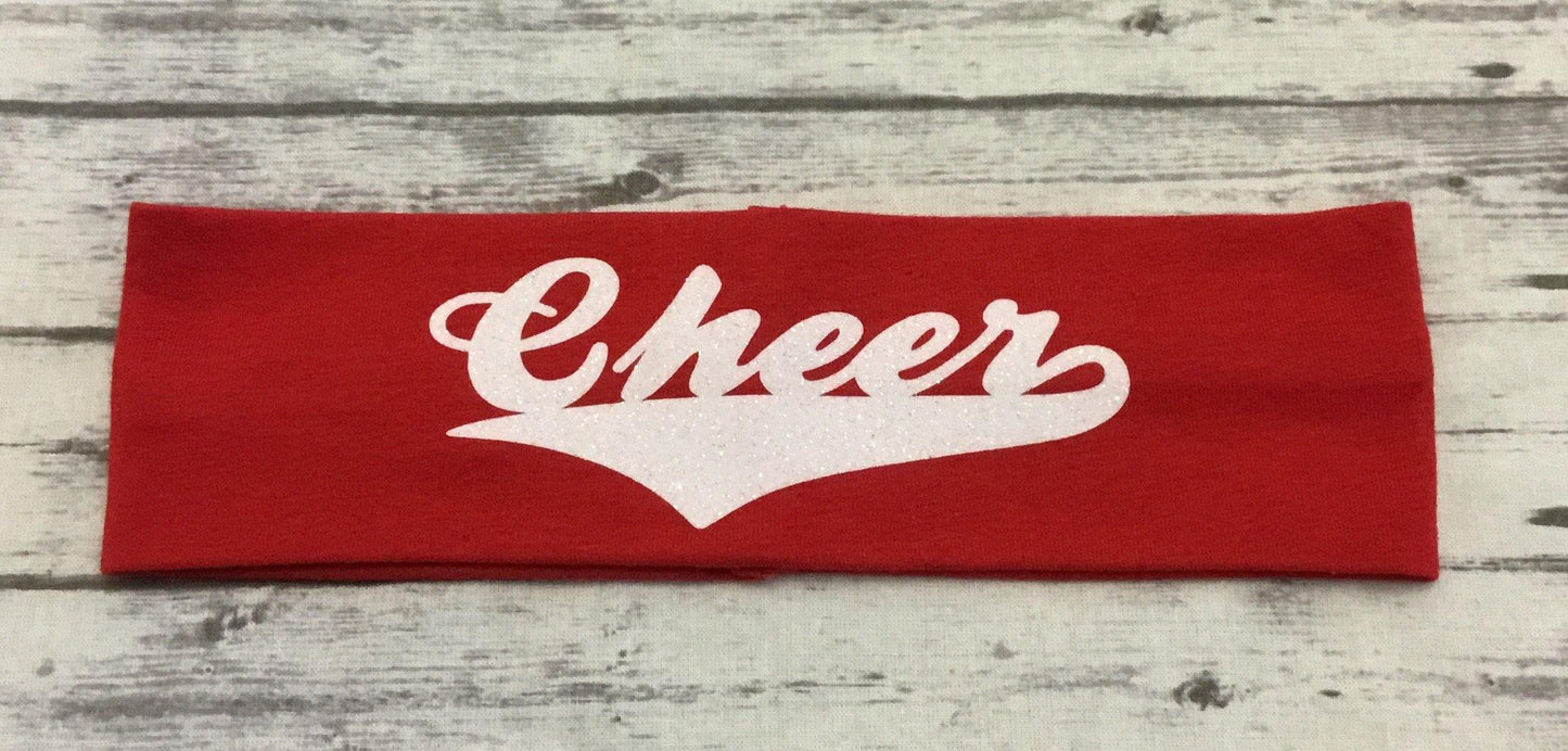 Cheer Headband with White Glitter Vinyl - Sandy's Bling & Embroidery