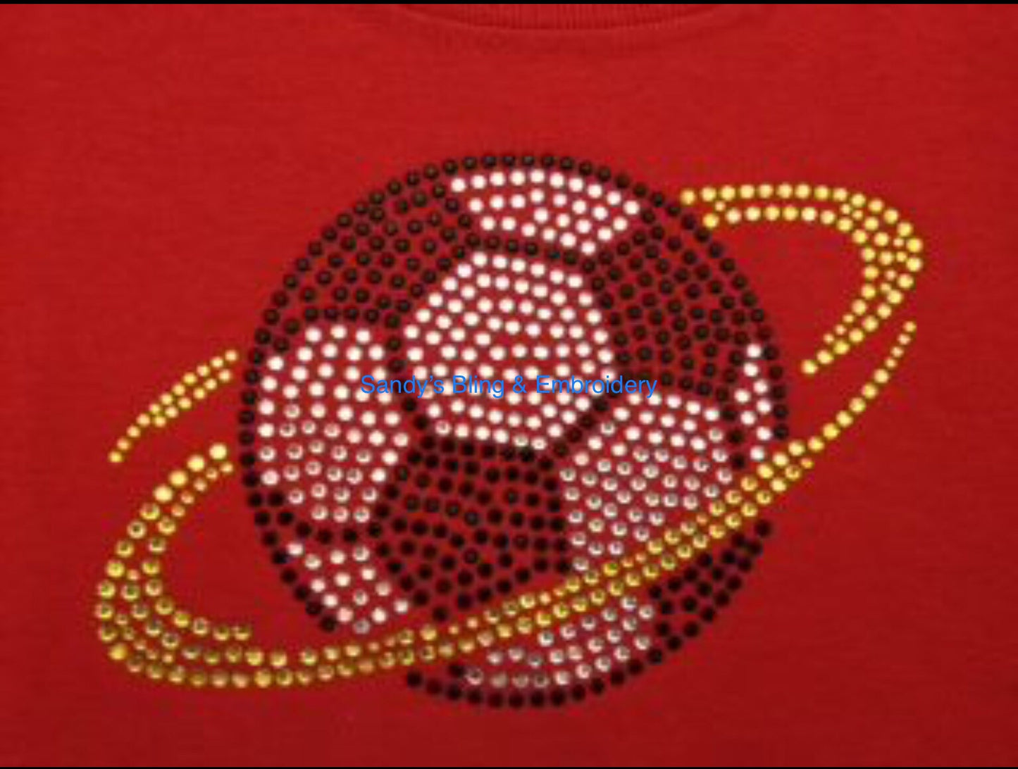 Youth XSmall Red Soccer Ball Swoosh Rhinestone T-shirt - Sandy's Bling & Embroidery