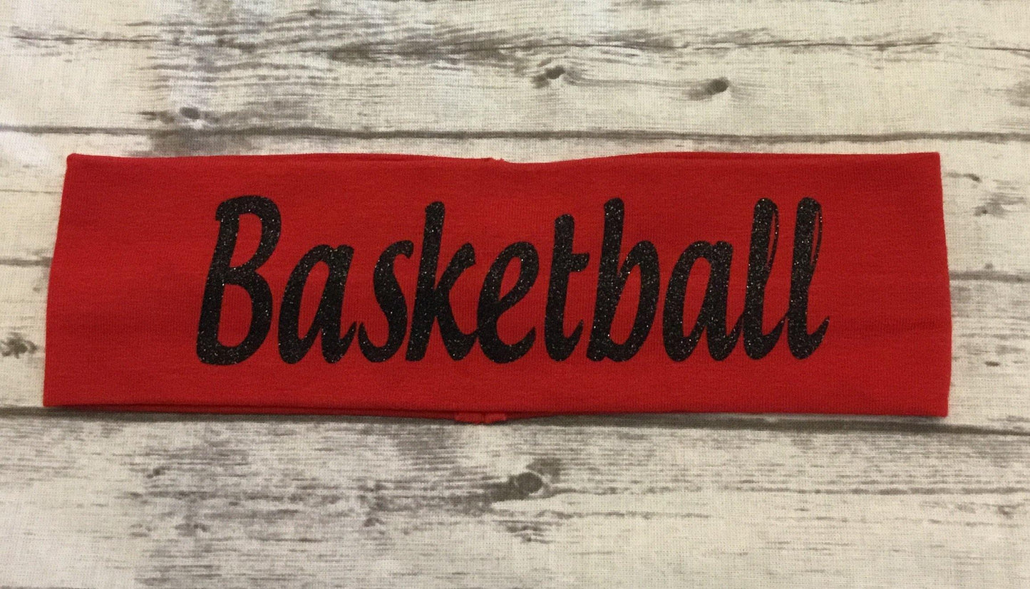 Basketball Headband with Black Glitter Vinyl - Sandy's Bling & Embroidery