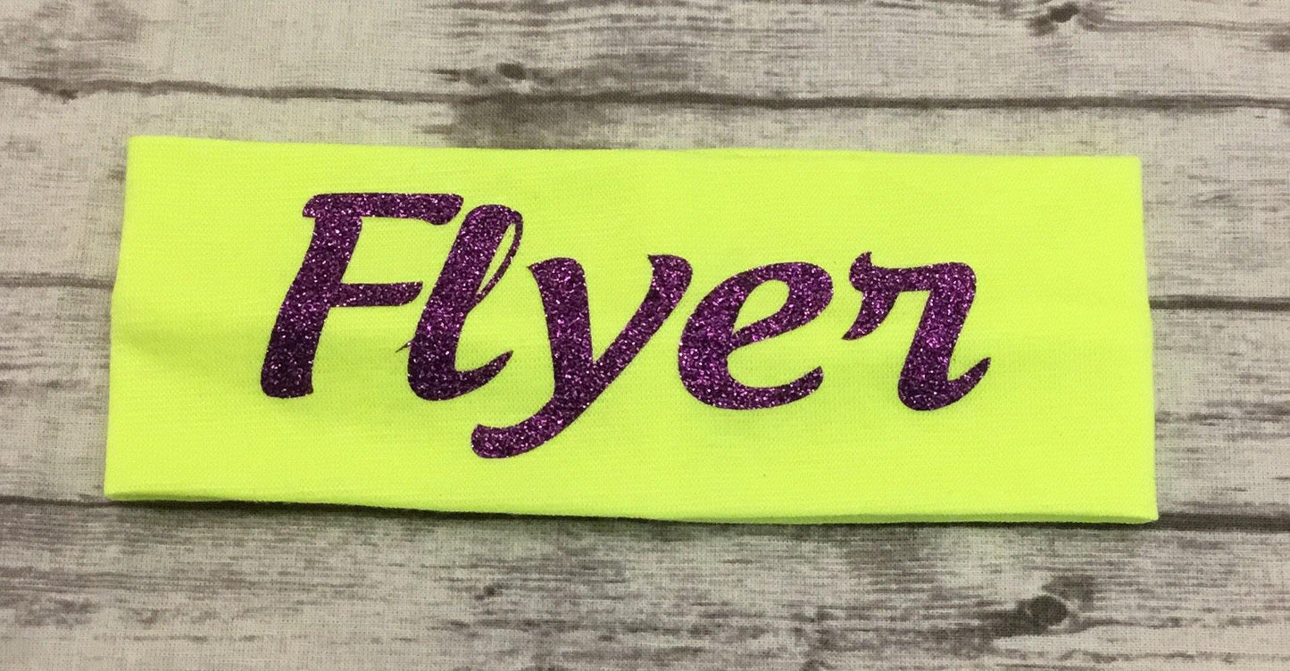 Flyer Headband with Purple Glitter Vinyl - Sandy's Bling & Embroidery
