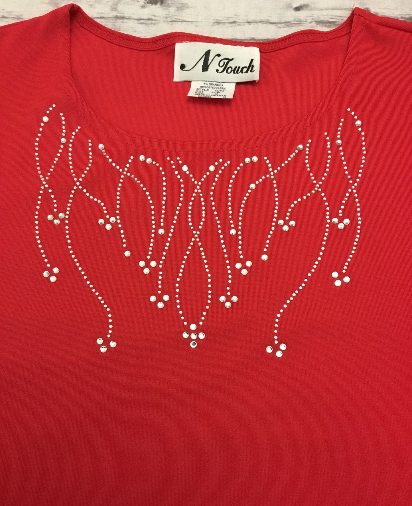 Ladies Red Waterfall Rhinestone Dressy Shirt - Sandy's Bling & Embroidery