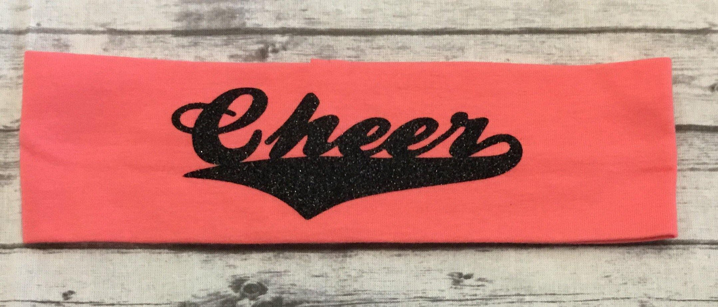Cheer Headband with Black Glitter Vinyl - Sandy's Bling & Embroidery