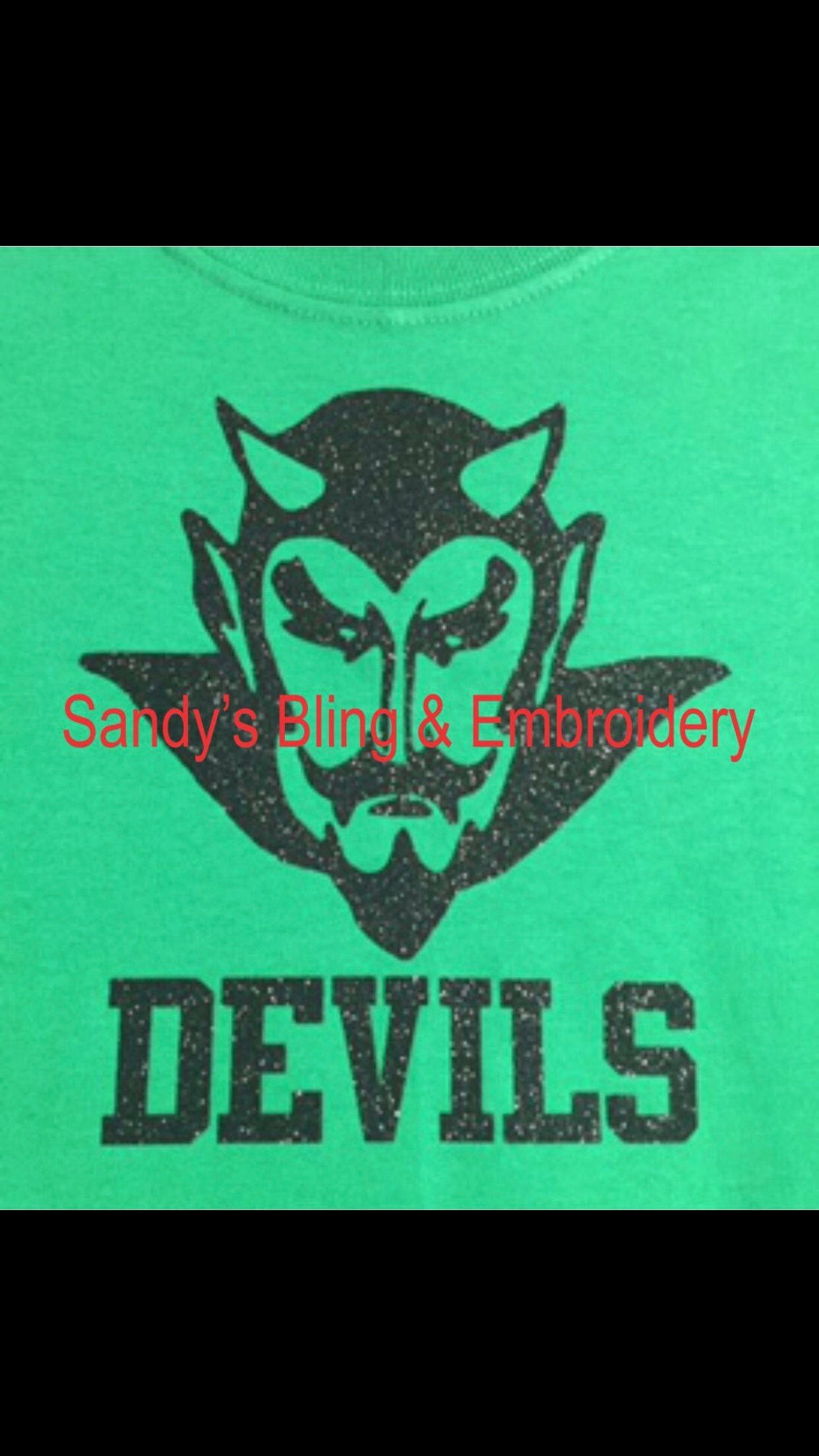 Youth Devils T-shirt with Black vinyl - Sandy's Bling & Embroidery