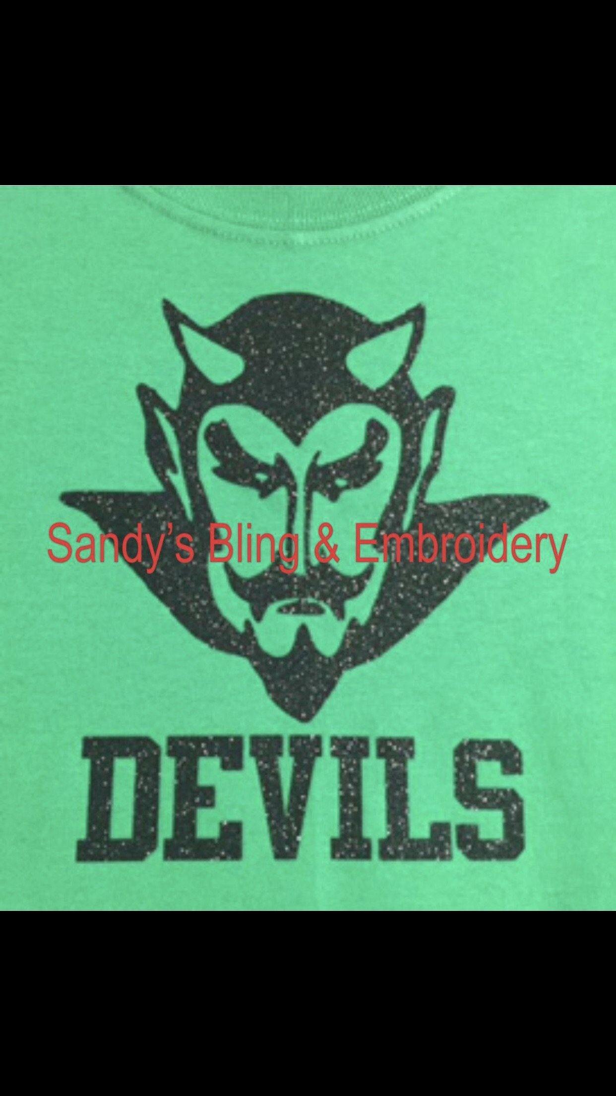 Adult Devils T-shirt with Black vinyl - Sandy's Bling & Embroidery