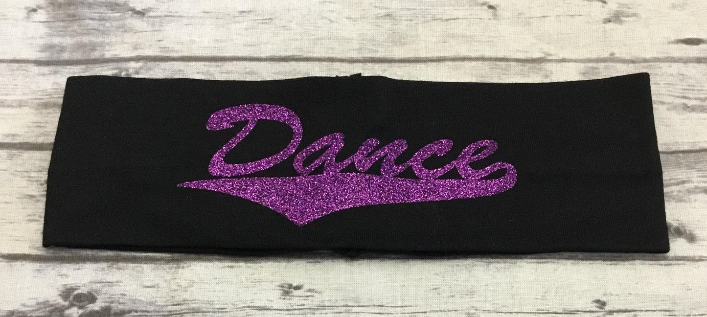 Dance Headband with Purple Glitter Vinyl - Sandy's Bling & Embroidery