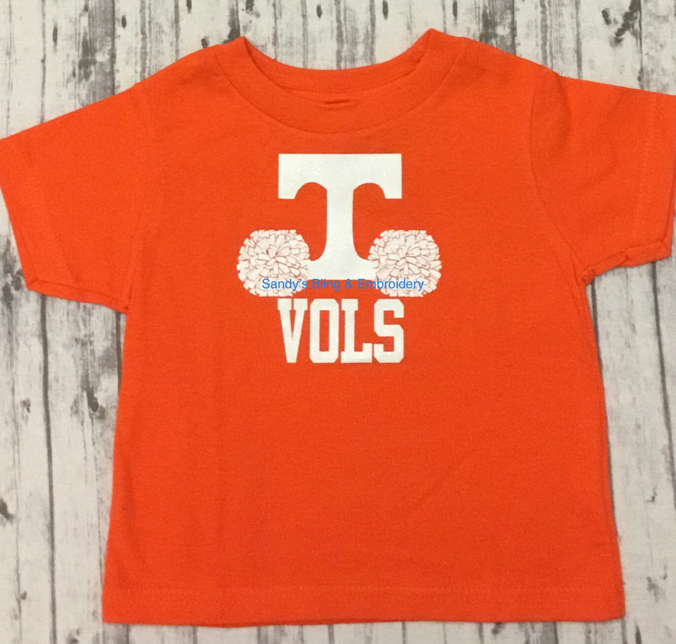 Toddler University of Tennessee “VOLS” Pom Poms T-shirt - Sandy's Bling & Embroidery