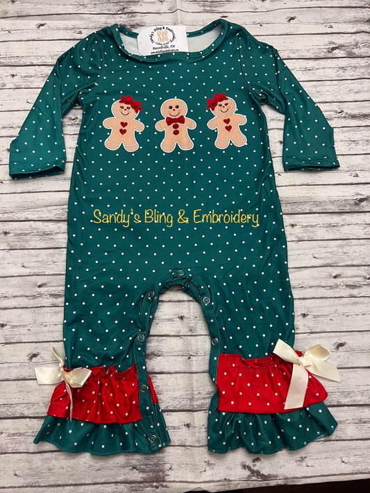 Girls Gingerbread Trio Romper