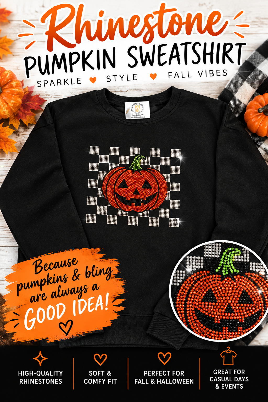 Rhinestone Pumpkin Sweatshirt