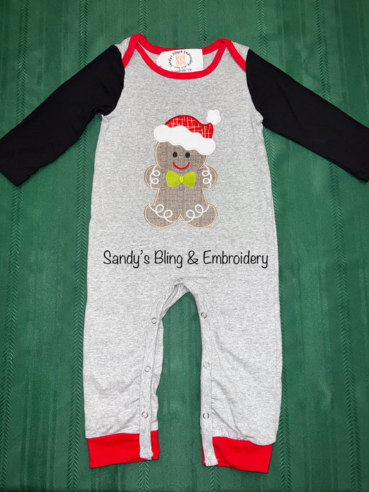 Baby Appliquéd Gingerbread Man Romper