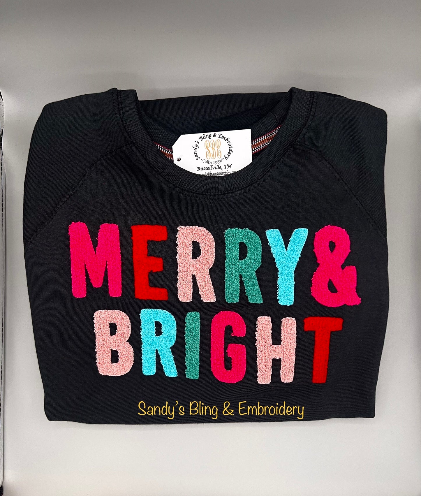 Ladies Black Merry & Bright Sweatshirt