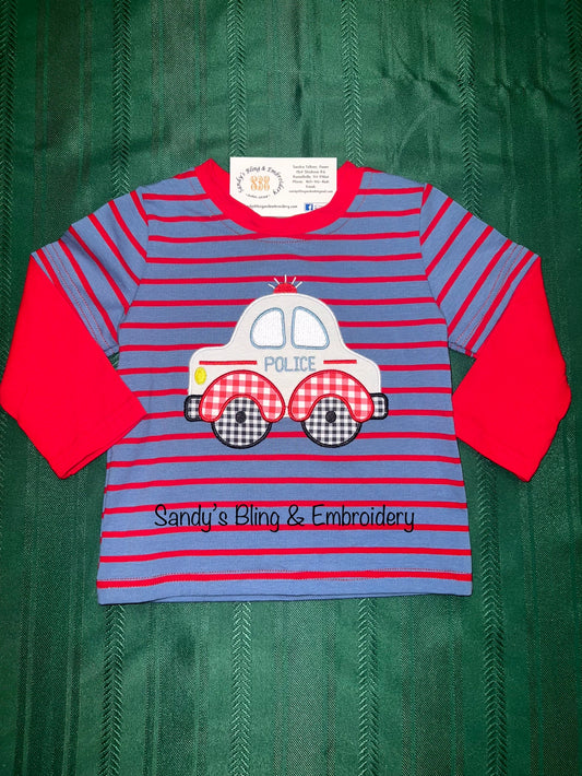 Boys Appliquéd Police Car Shirt