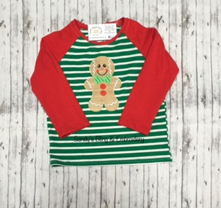 Embroidered Appliqued Gingerbread Man Long-Sleeved Shirt