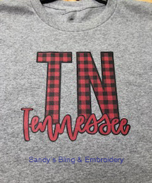 Tennessee Red & Black Buffalo Plaid Long sleeved T-shirt Adult Small-3X