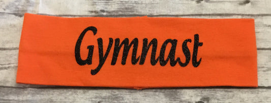 Gymnast Headband with Black Glitter Vinyl - Sandy's Bling & Embroidery