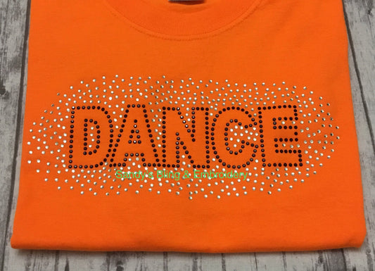 Neon Orange Dance Scatter Rhinestone T-shirt - Sandy's Bling & Embroidery