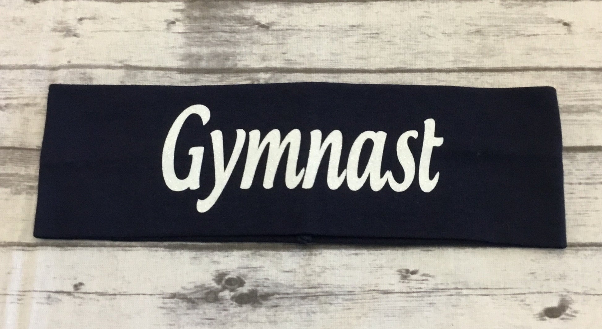 Gymnast Headband with White Glitter Vinyl - Sandy's Bling & Embroidery