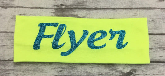 Flyer Headband with Aqua Glitter Vinyl - Sandy's Bling & Embroidery