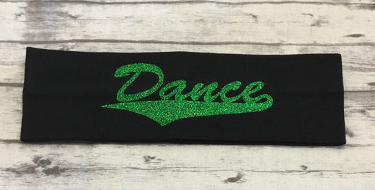 Dance Headband with Green Grass Glitter Vinyl - Sandy's Bling & Embroidery