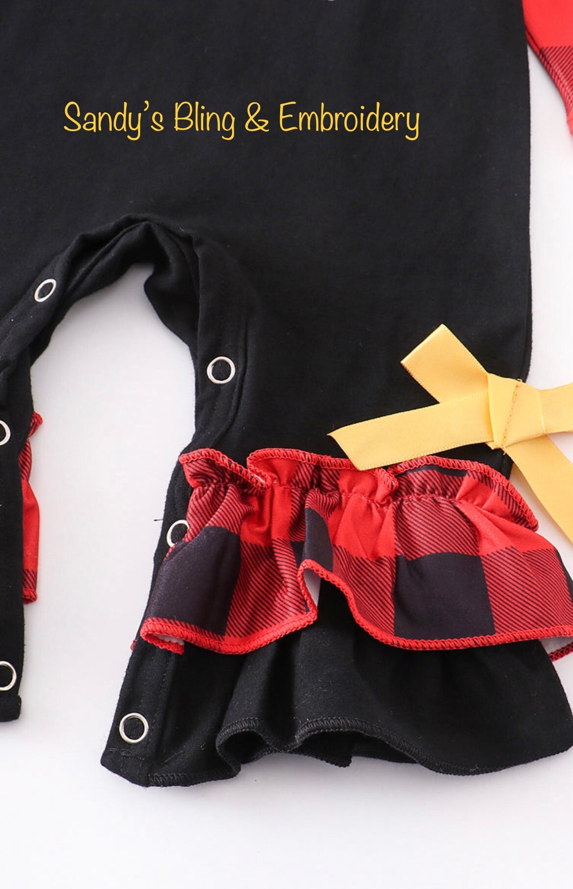 Baby Girl's Red & Black Buffalo Plaid Rainbow Ruffle Romper