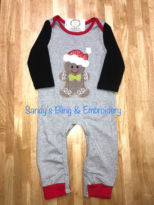 Infant Appliqued Gingerbread Man Romper