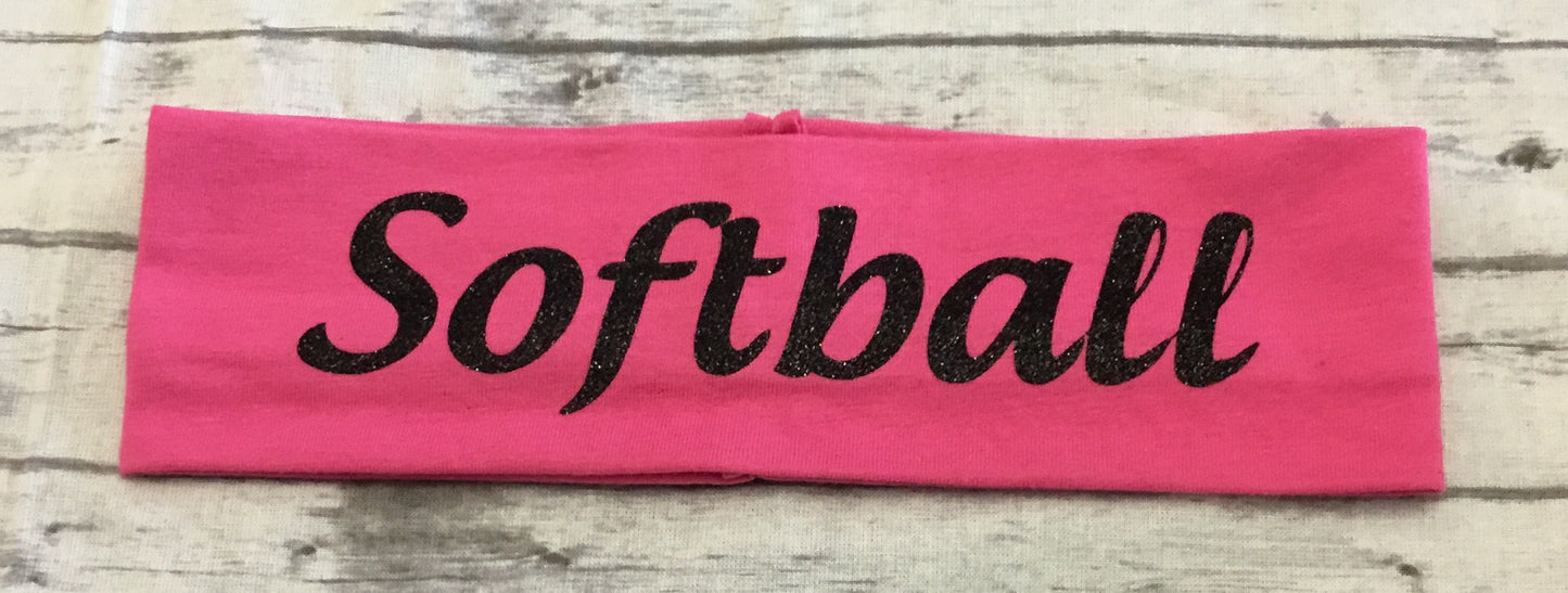 Softball Headband with  Black Glitter Vinyl - Sandy's Bling & Embroidery