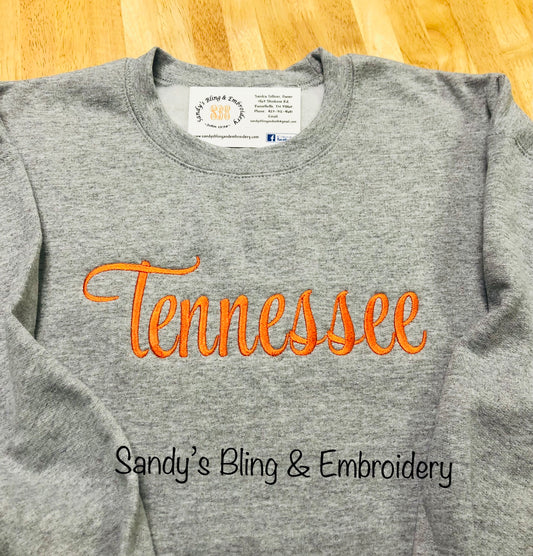 Custom Tennessee Embroidered Sweatshirt