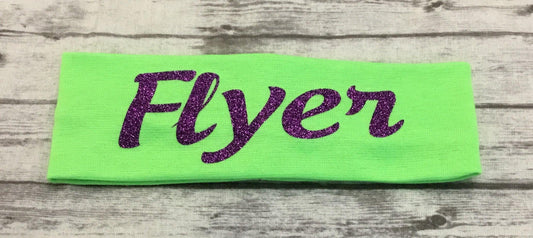 Flyer Headband with Purple Glitter Vinyl - Sandy's Bling & Embroidery