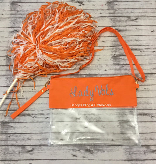 Lady VOLS Embroidered Clear Stadium Purse - Sandy's Bling & Embroidery