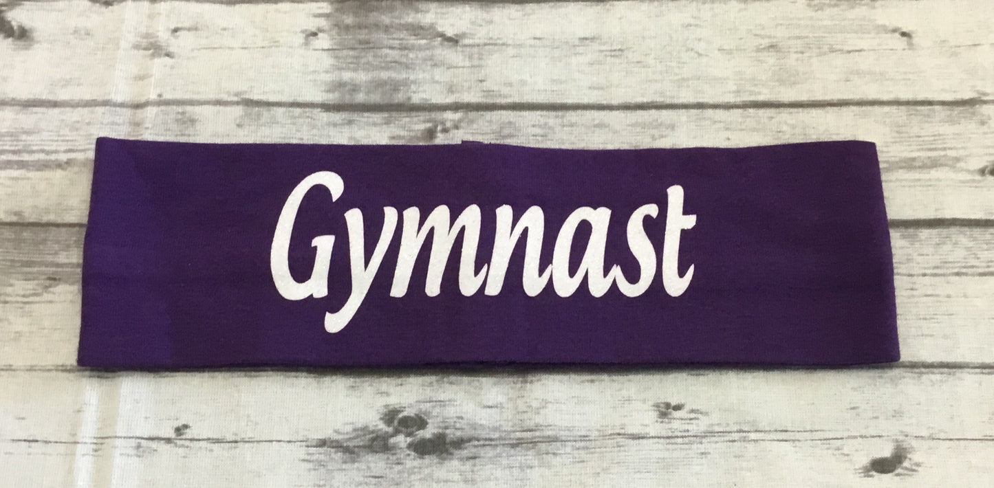 Gymnast Headband with White Glitter Vinyl - Sandy's Bling & Embroidery