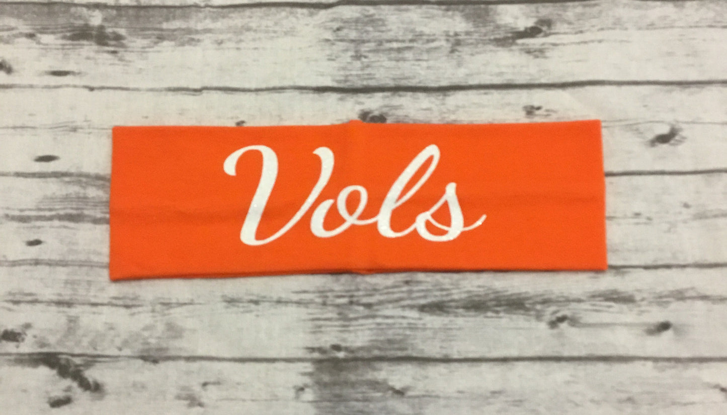 University of Tennessee "Vols" Headband in White Glitter Vinyl - Sandy's Bling & Embroidery