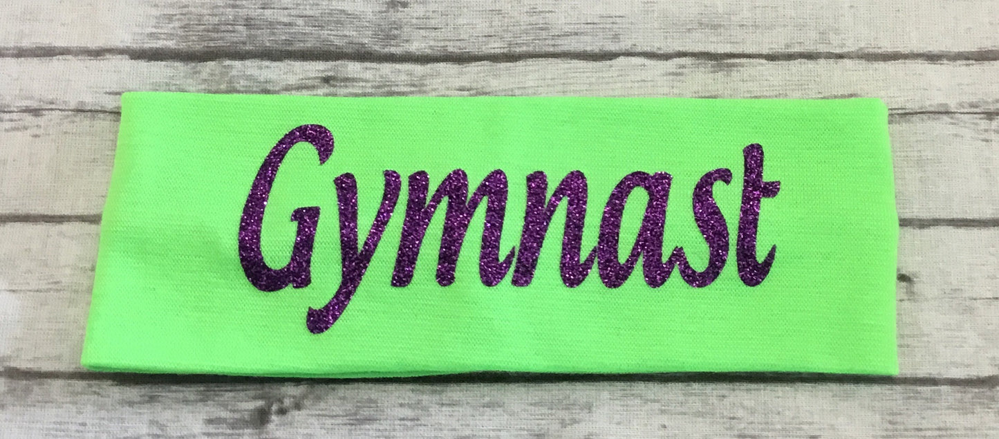 Gymnast Headband with  Purple Glitter Vinyl - Sandy's Bling & Embroidery