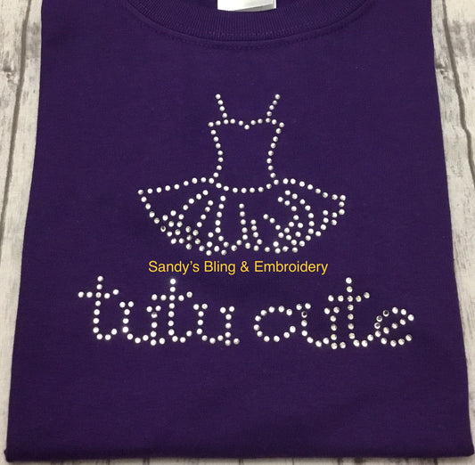 Youth Purple Dance Tutu Cute Rhinestone T-shirt - Sandy's Bling & Embroidery