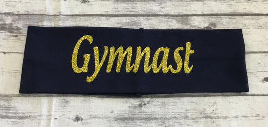 Gymnast Headband with  Gold Glitter Vinyl - Sandy's Bling & Embroidery