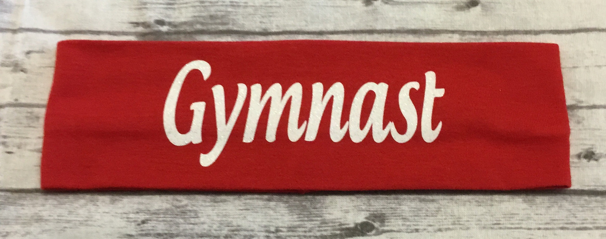 Gymnast Headband with White Glitter Vinyl - Sandy's Bling & Embroidery