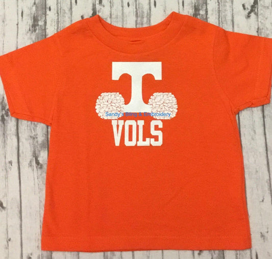 Adult University of Tennessee “VOLS” Pom Poms T-shirt - Sandy's Bling & Embroidery