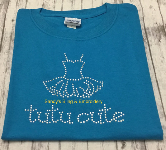 Youth Sapphire Dance Tutu Cute Rhinestone T-shirt - Sandy's Bling & Embroidery