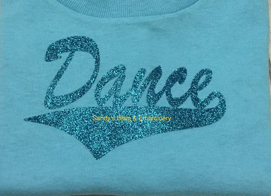 Toddler Aqua Dance T-shirt with Aqua Glitter Vinyl - Sandy's Bling & Embroidery